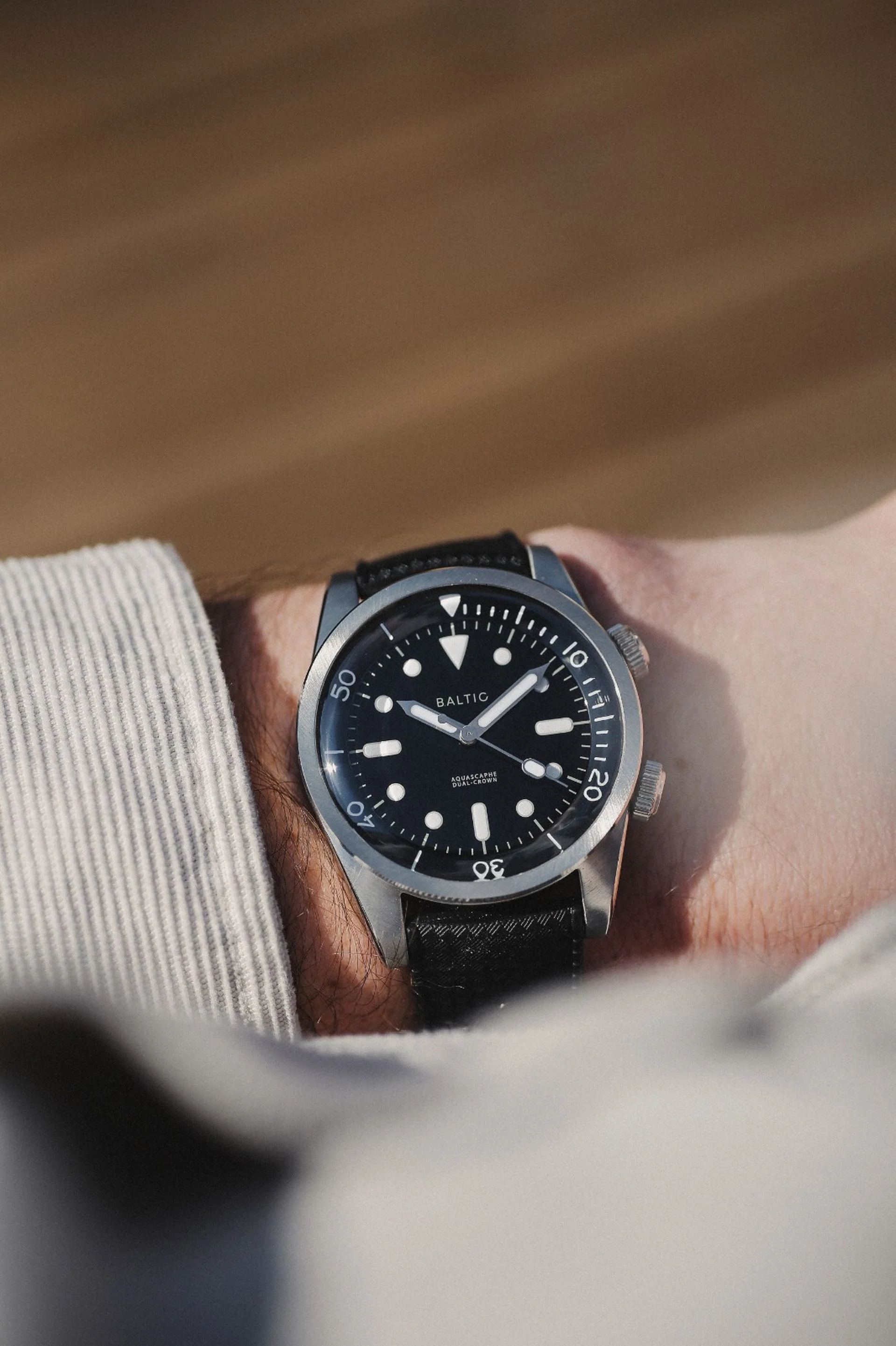 Baltic Aquascaphe Dual Crown Black - Black Tropic Strap - Image 5