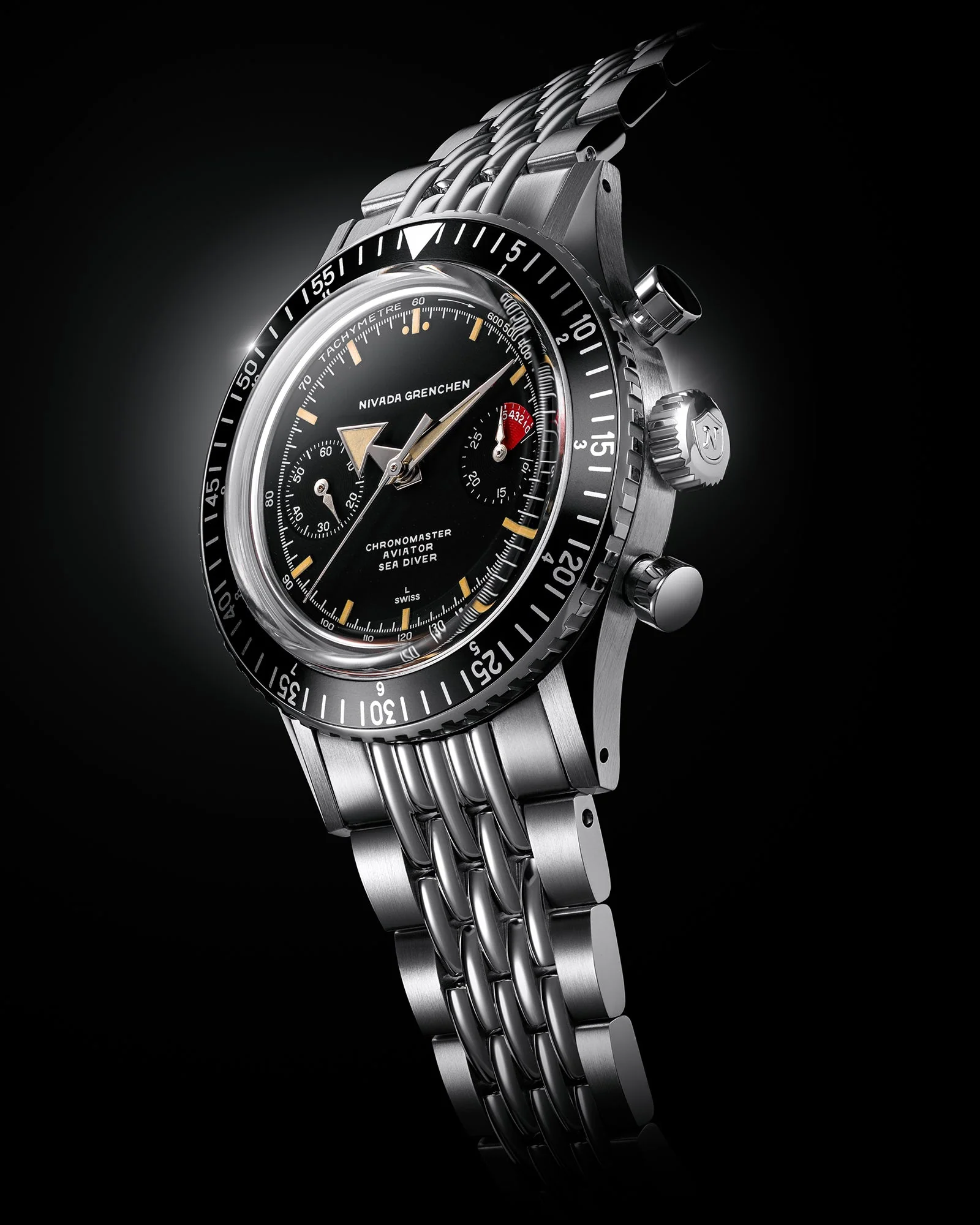 Nivada Grenchen Chronomaster Broad Arrow - Inter Bezel - Image 4