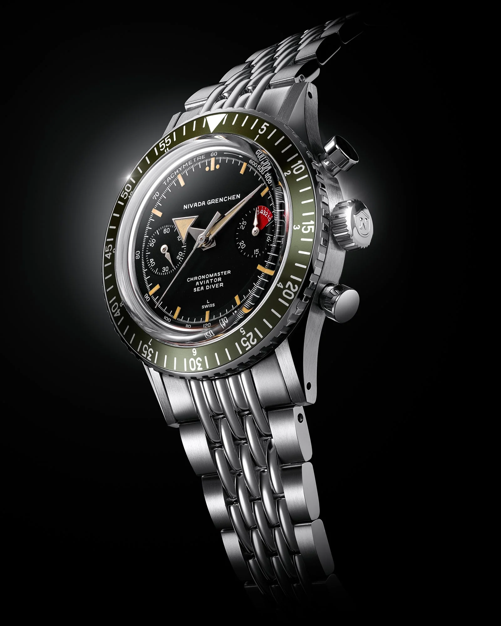 Nivada Grenchen Chronomaster Broad Arrow - Inter Bezel - Image 6