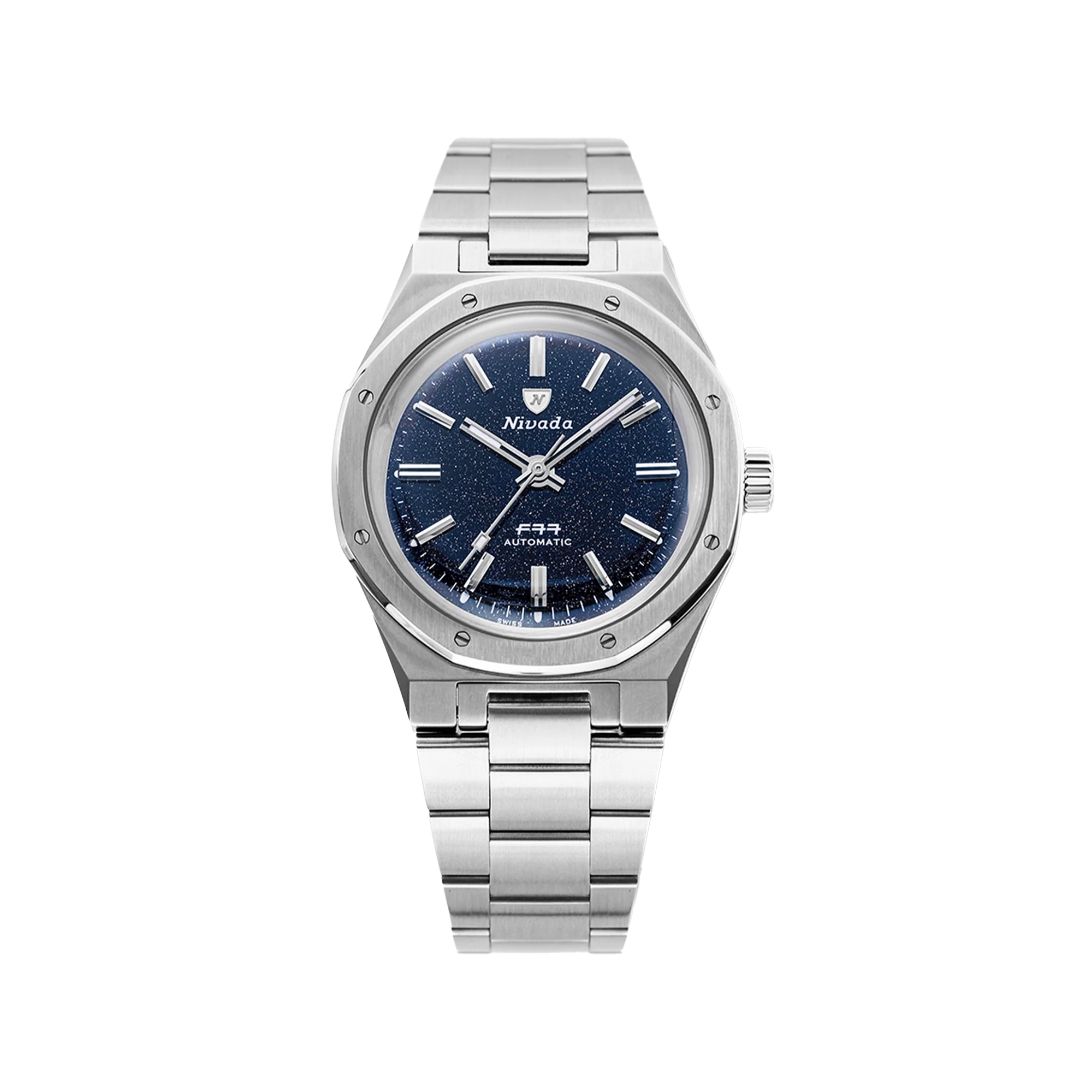 Nivada Grenchen F77 Stainless Steel Dark Blue Aventurine