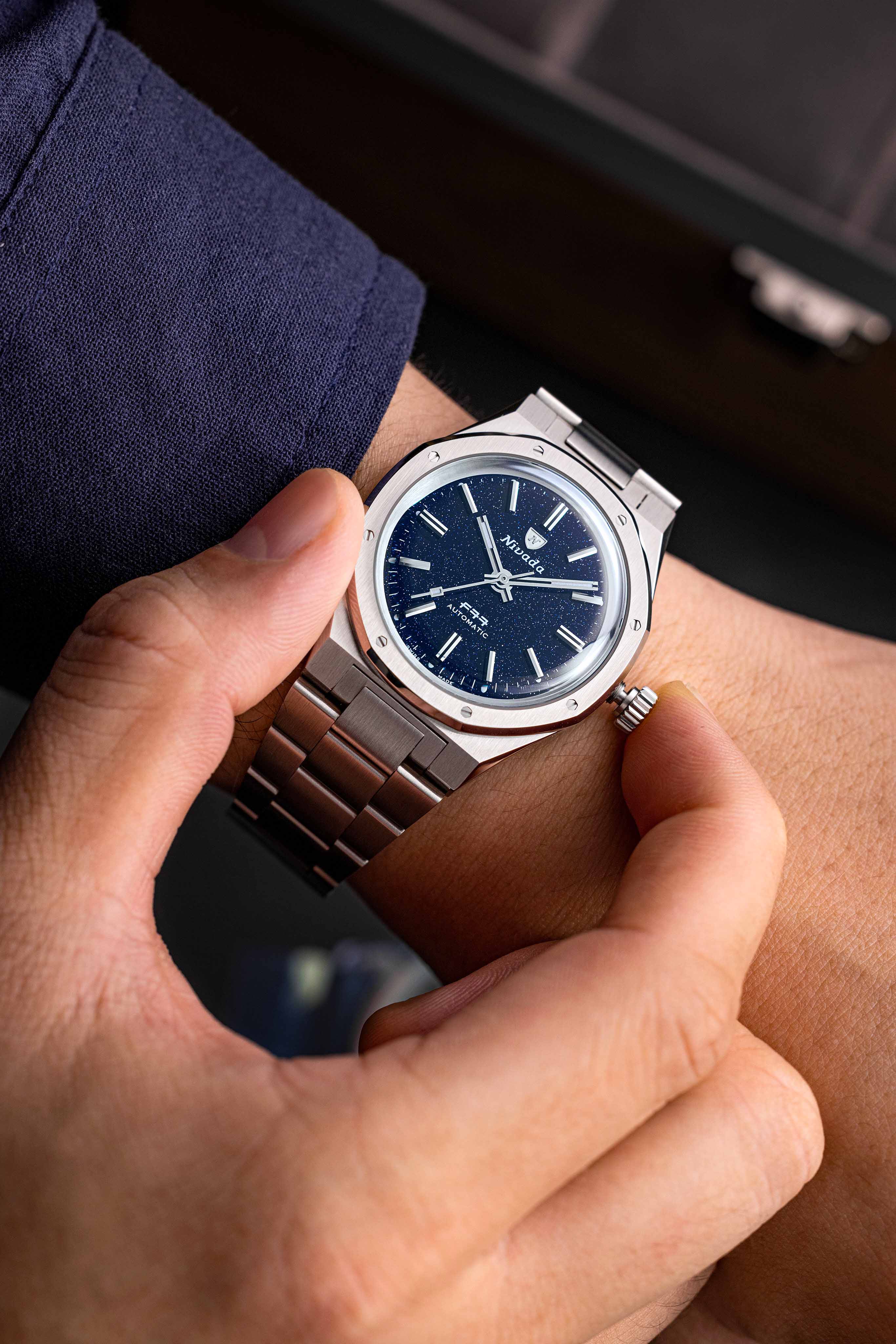Nivada Grenchen F77 Stainless Steel Dark Blue Aventurine - Image 14