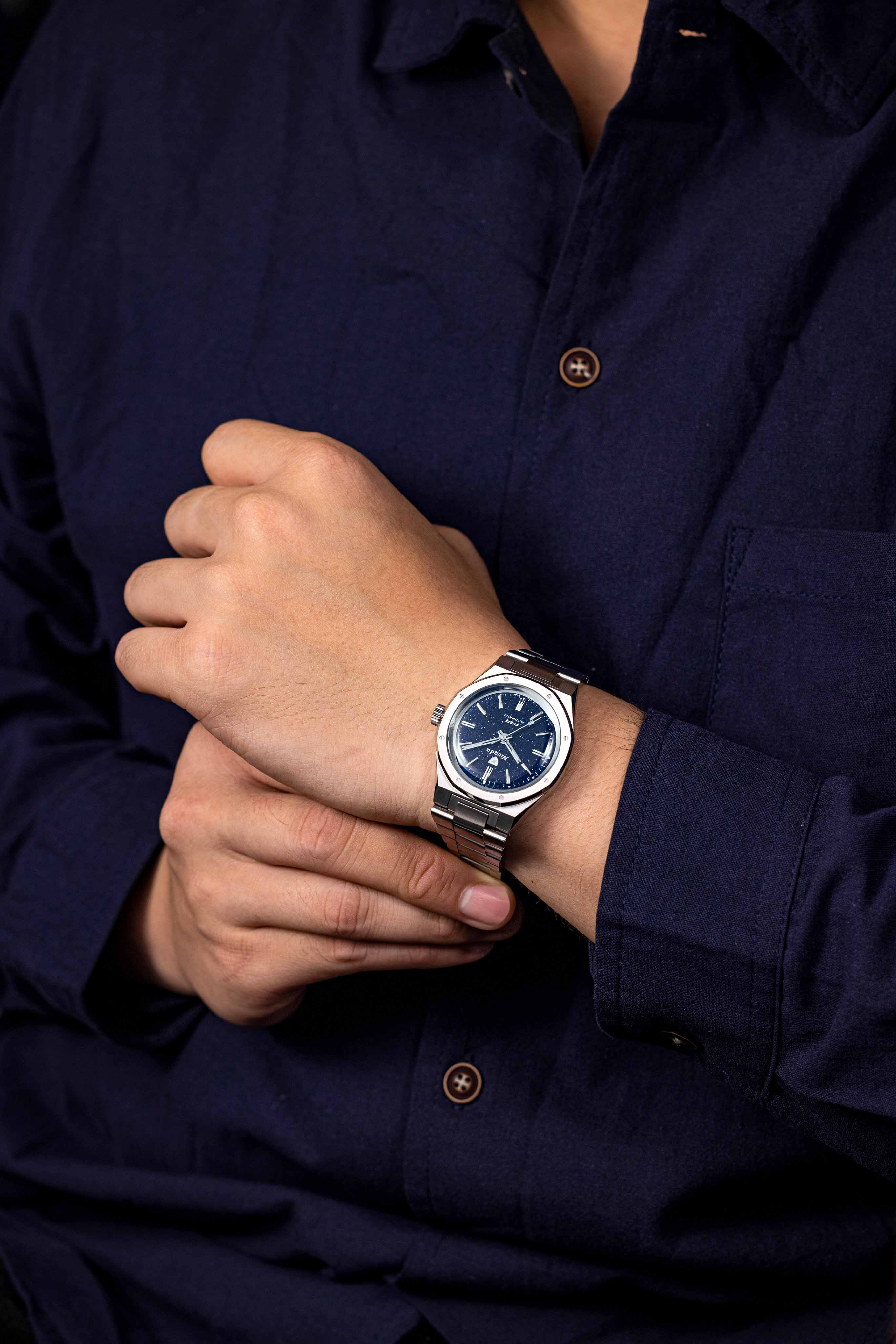 Nivada Grenchen F77 Stainless Steel Dark Blue Aventurine - Image 15