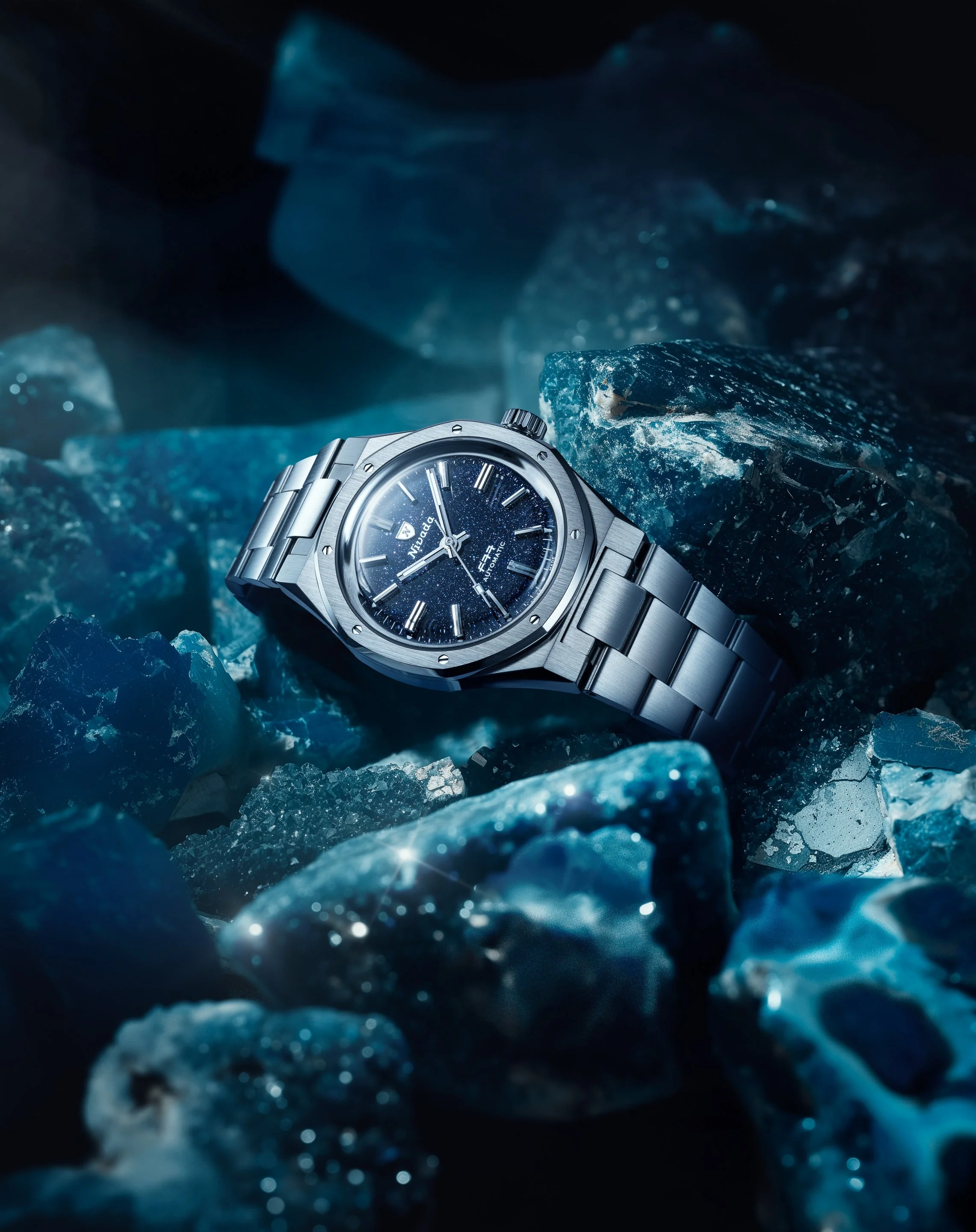 Nivada Grenchen F77 Stainless Steel Dark Blue Aventurine - Image 4