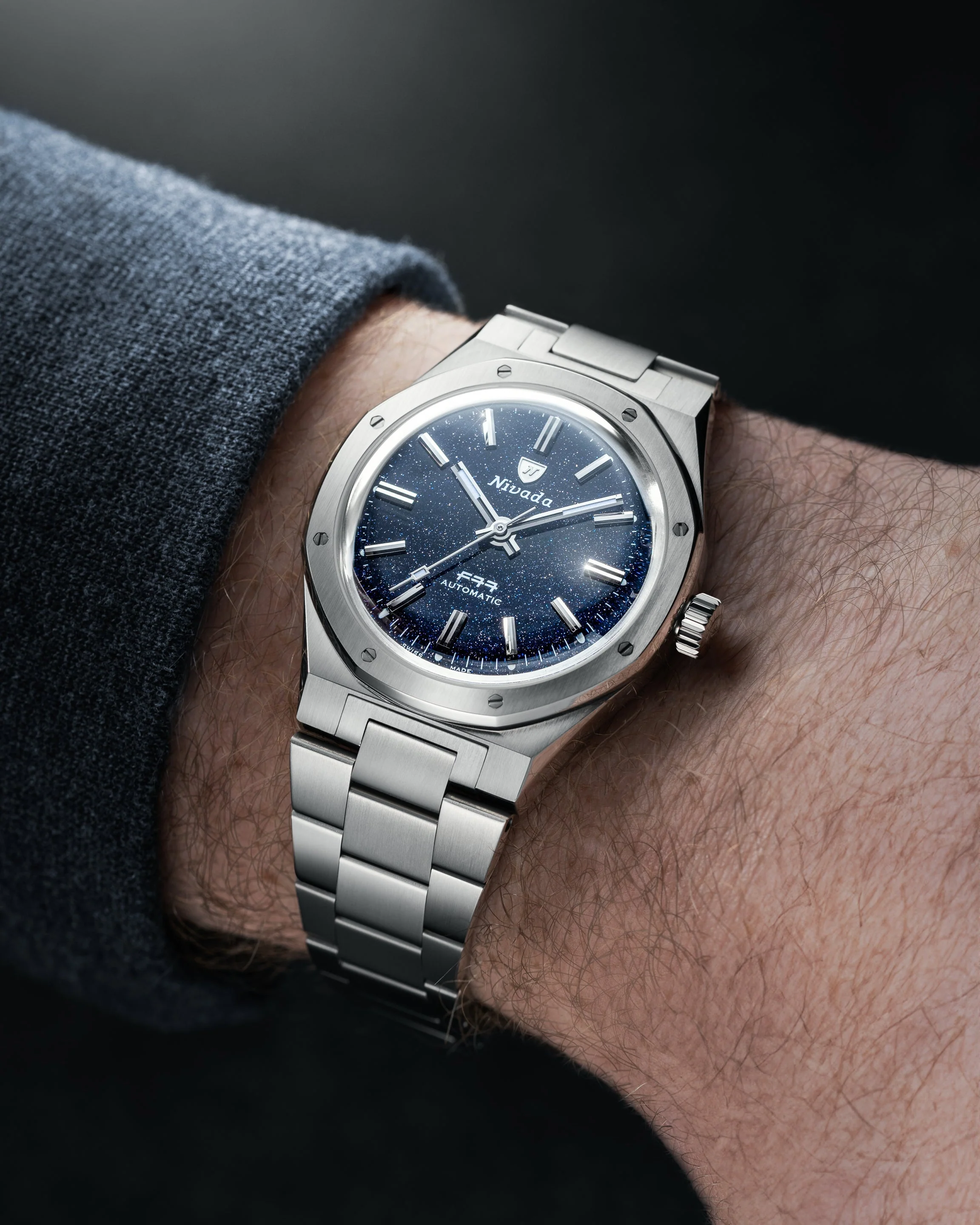 Nivada Grenchen F77 Stainless Steel Dark Blue Aventurine - Image 6