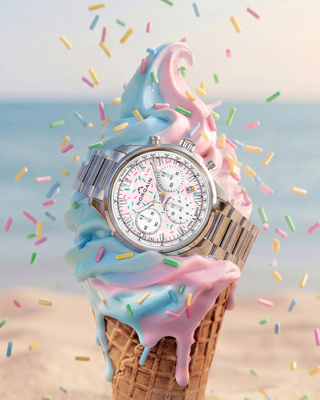 Norqain Freedom Chrono Enjoy Life "Sprinkles" – Strawberry - Image 4