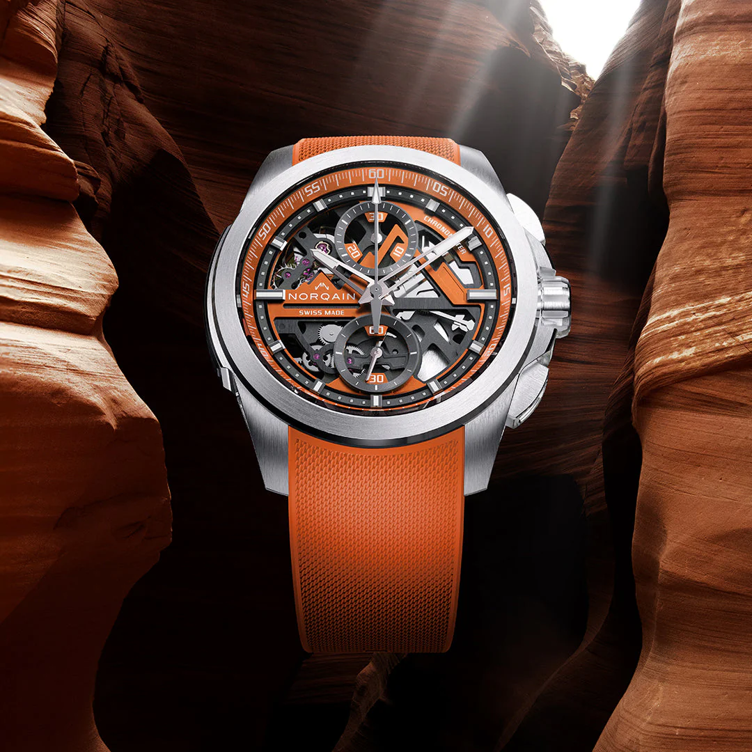 NORQAIN Independence Skeleton Chrono 42mm Orange - Image 4