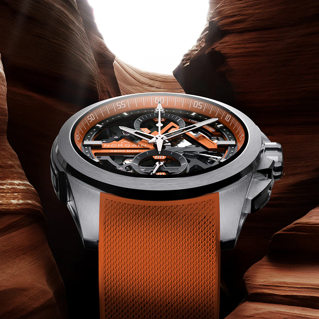 NORQAIN Independence Skeleton Chrono 42mm Orange - Image 5