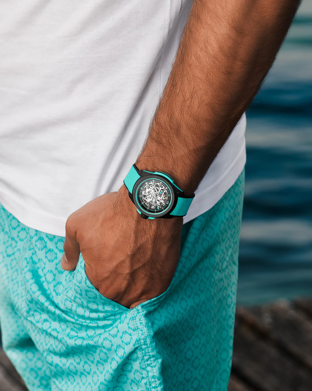 NORQAIN Wild ONE Skeleton 42mm - Turquoise - Image 3
