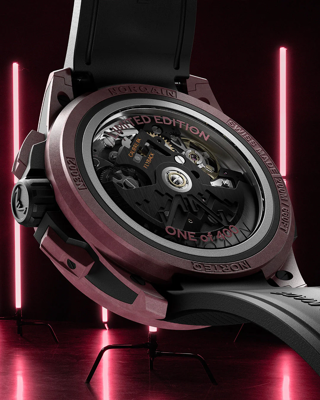 Norqain Wild One Skeleton Chrono Burgundy Limited Edition - Image 4