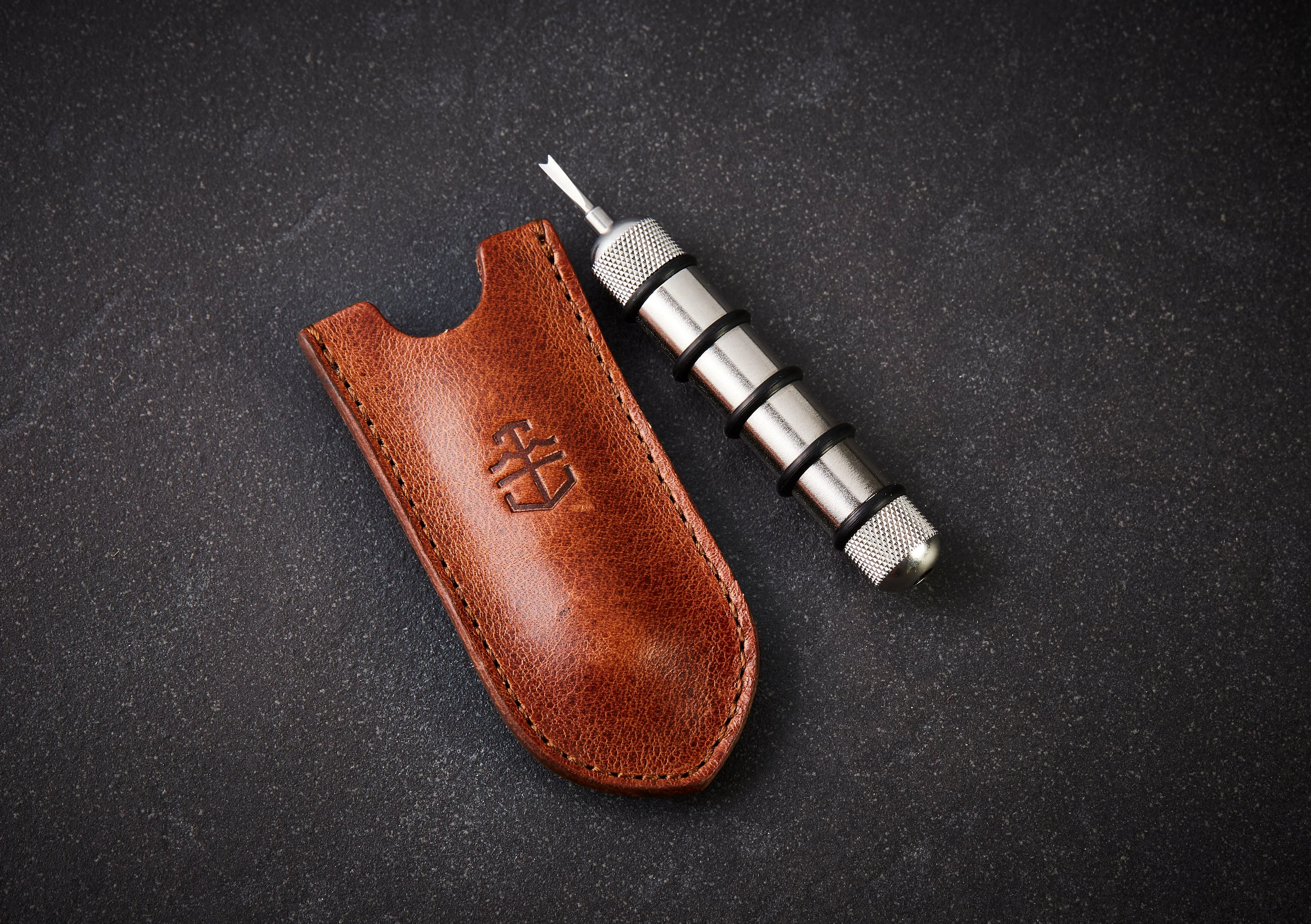 Stainless Steel Watch Tool with Vintage Leather Case - Image 4