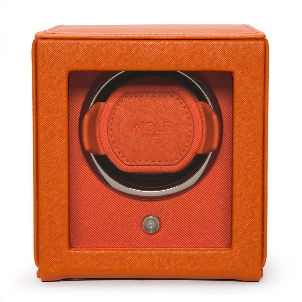 Wolf Cub Single Watch Winder with Cover - Orange