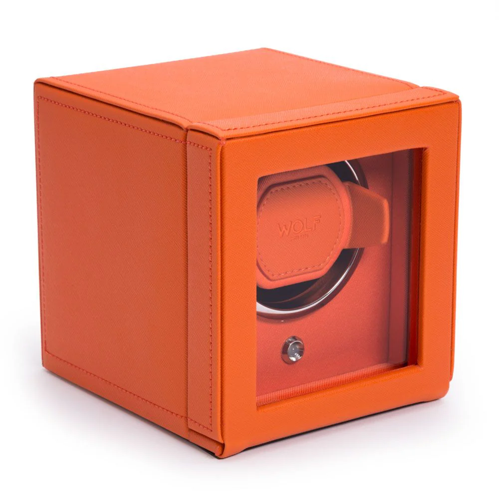 Wolf Cub Single Watch Winder with Cover - Orange - Image 2